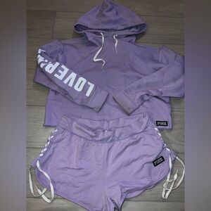Pink Hoodie and Shorts Set